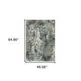 4' X 6' Ivory Grey Charcoal Blue And Navy Abstract Power Loom Stain Resistant Area Rug - Homeroots - Flyclothing LLC