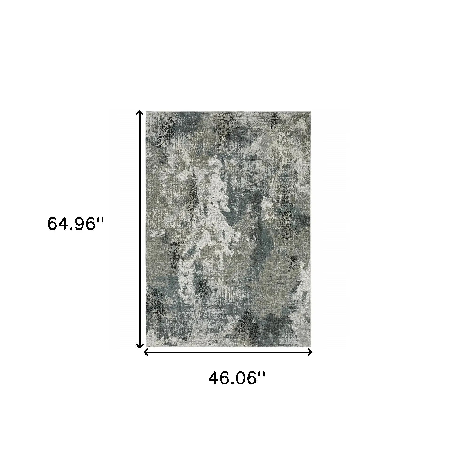 4' X 6' Ivory Grey Charcoal Blue And Navy Abstract Power Loom Stain Resistant Area Rug - Homeroots - Flyclothing LLC