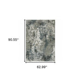 5' X 8' Ivory Grey Charcoal Blue And Navy Abstract Power Loom Stain Resistant Area Rug - Homeroots - Flyclothing LLC