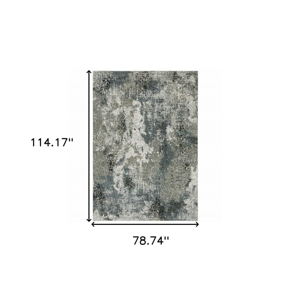 6' X 9' Ivory Grey Charcoal Blue And Navy Abstract Power Loom Stain Resistant Area Rug - Homeroots - Flyclothing LLC