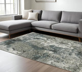 6' X 9' Ivory Grey Charcoal Blue And Navy Abstract Power Loom Stain Resistant Area Rug - Homeroots - Flyclothing LLC