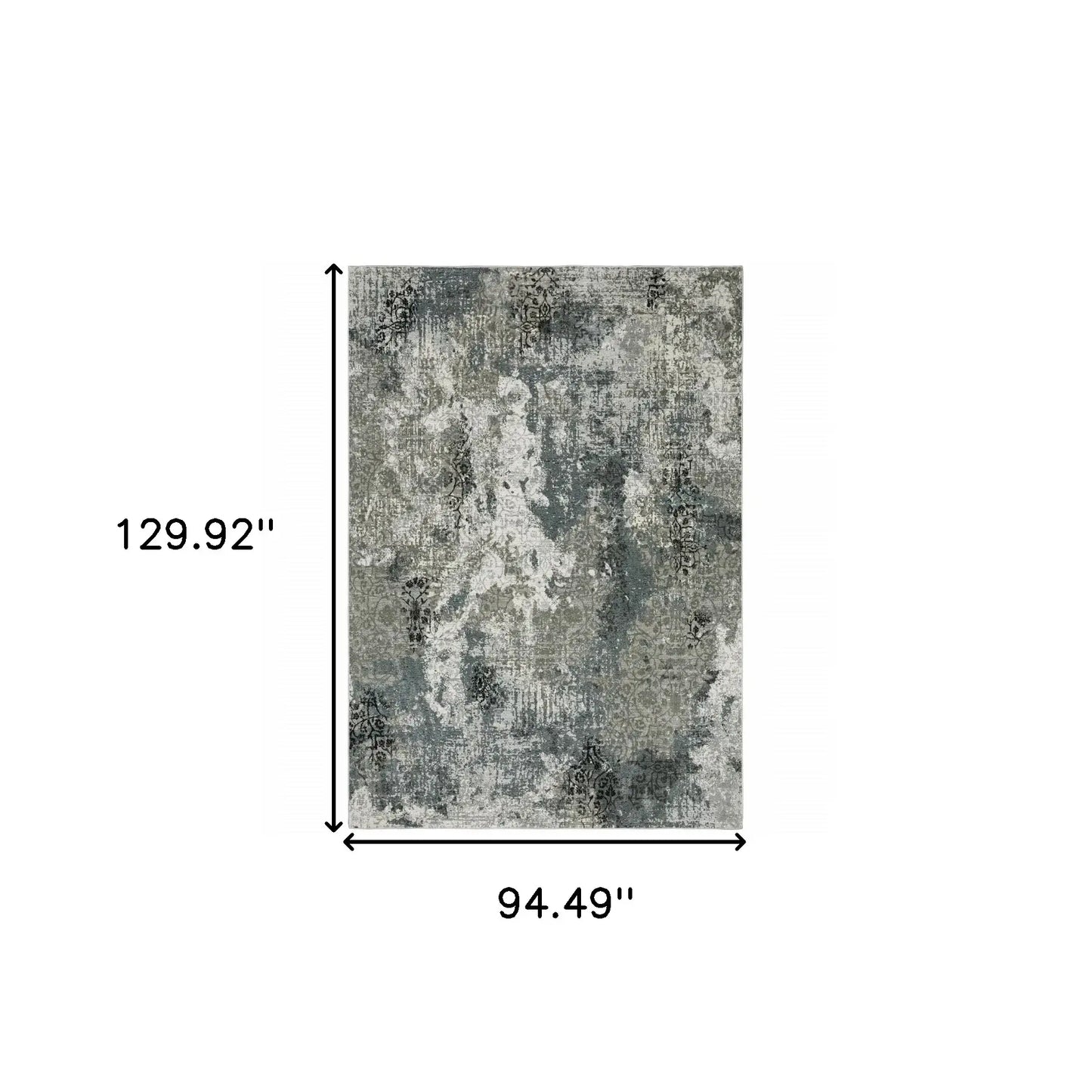 8' X 11' Ivory Grey Charcoal Blue And Navy Abstract Power Loom Stain Resistant Area Rug - Homeroots - Flyclothing LLC
