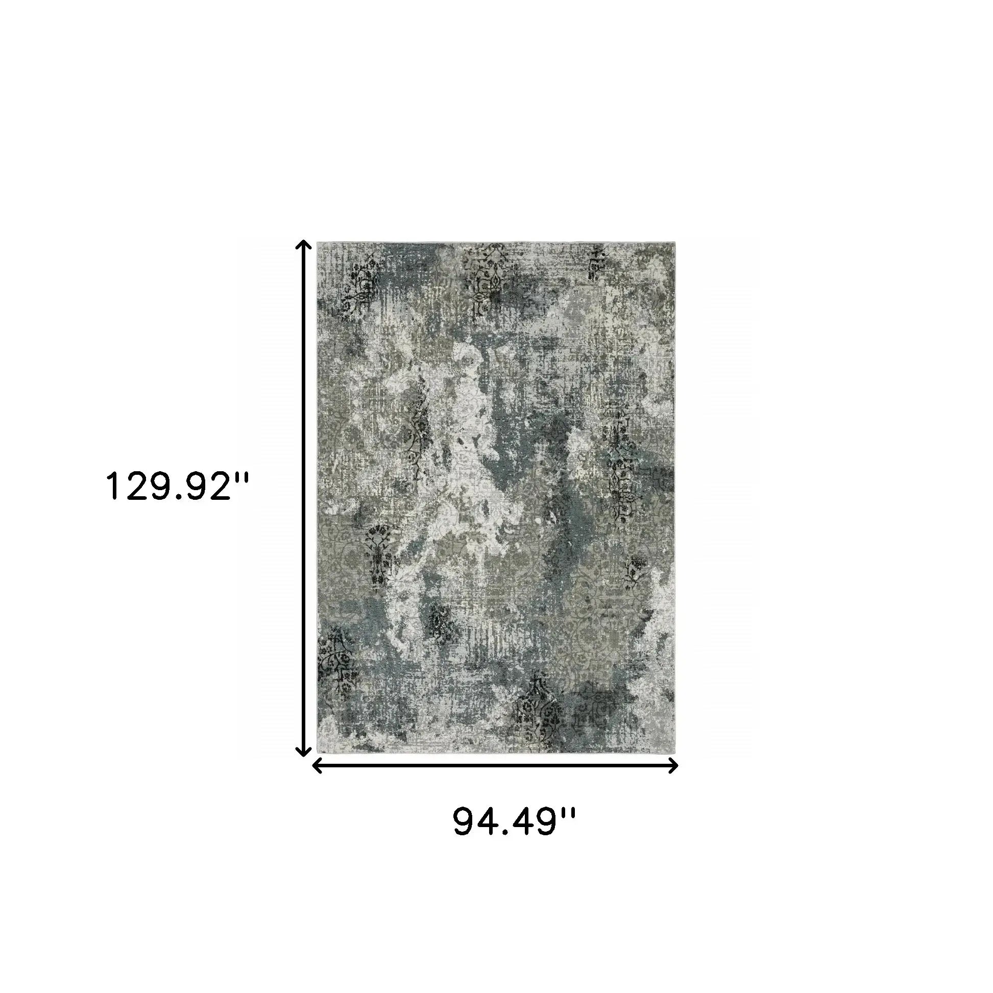 8' X 11' Ivory Grey Charcoal Blue And Navy Abstract Power Loom Stain Resistant Area Rug - Homeroots - Flyclothing LLC
