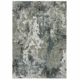 10' X 13' Ivory Grey Charcoal Blue And Navy Abstract Power Loom Stain Resistant Area Rug - Homeroots - Flyclothing LLC