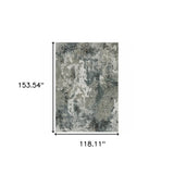 10' X 13' Ivory Grey Charcoal Blue And Navy Abstract Power Loom Stain Resistant Area Rug - Homeroots - Flyclothing LLC