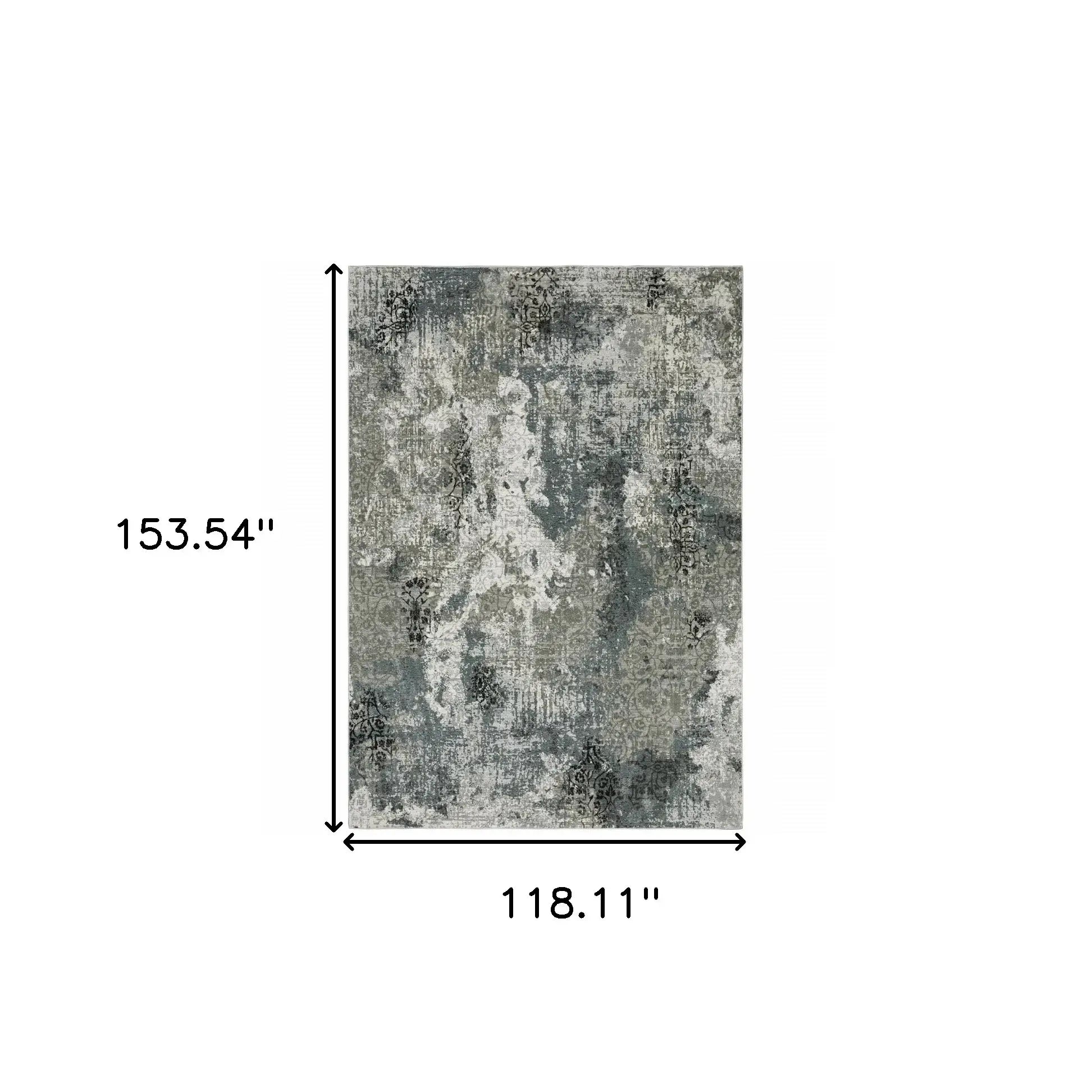 10' X 13' Ivory Grey Charcoal Blue And Navy Abstract Power Loom Stain Resistant Area Rug - Homeroots - Flyclothing LLC