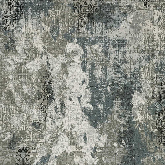 10' X 13' Ivory Grey Charcoal Blue And Navy Abstract Power Loom Stain Resistant Area Rug - Homeroots - Flyclothing LLC