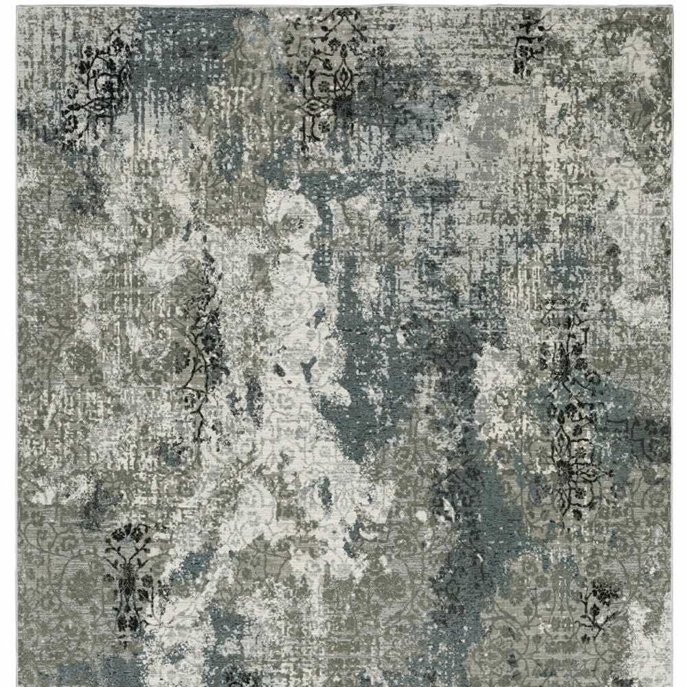 10' X 13' Ivory Grey Charcoal Blue And Navy Abstract Power Loom Stain Resistant Area Rug - Homeroots - Flyclothing LLC