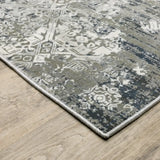 2' X 8' Ivory Grey Blue And Taupe Abstract Power Loom Stain Resistant Runner Rug - Homeroots - Flyclothing LLC