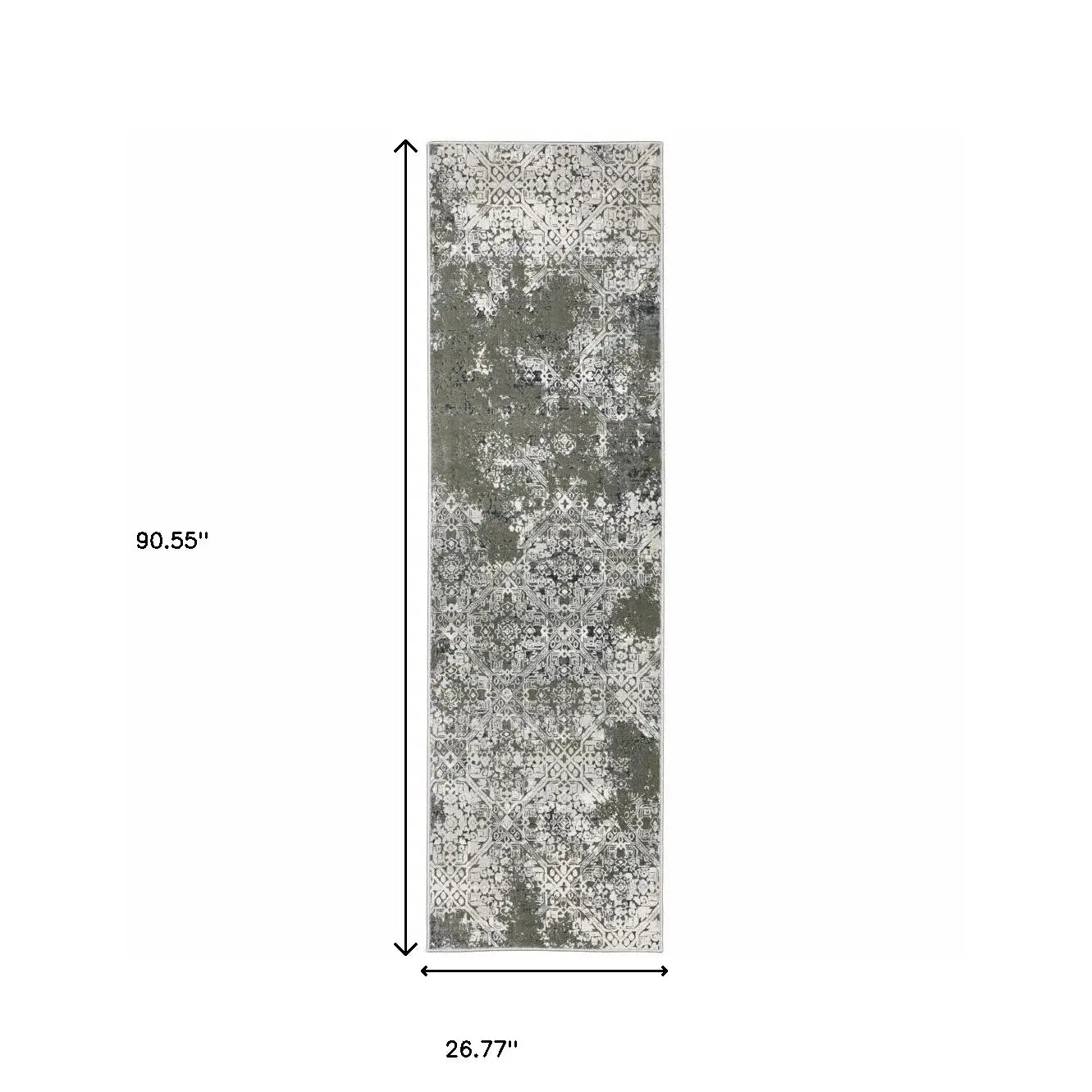 2' X 8' Ivory Grey Blue And Taupe Abstract Power Loom Stain Resistant Runner Rug - Homeroots - Flyclothing LLC