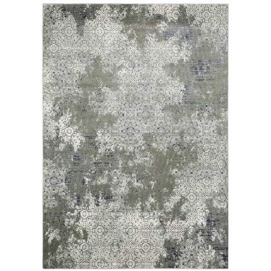 6' X 9' Ivory Grey Blue And Taupe Abstract Power Loom Stain Resistant Area Rug - Homeroots - Flyclothing LLC