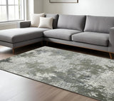8' X 11' Ivory Grey Blue And Taupe Abstract Power Loom Stain Resistant Area Rug - Homeroots - Flyclothing LLC