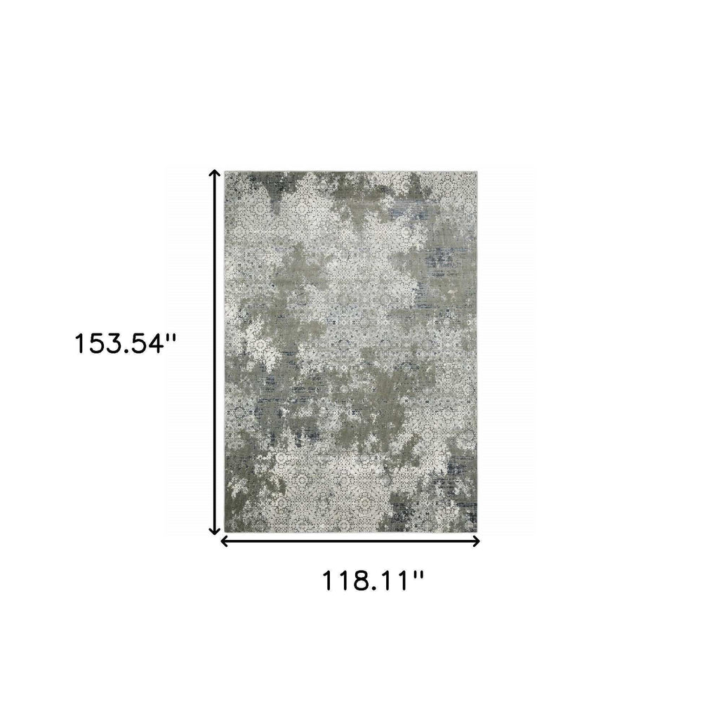 10' X 13' Ivory Grey Blue And Taupe Abstract Power Loom Stain Resistant Area Rug - Homeroots - Flyclothing LLC