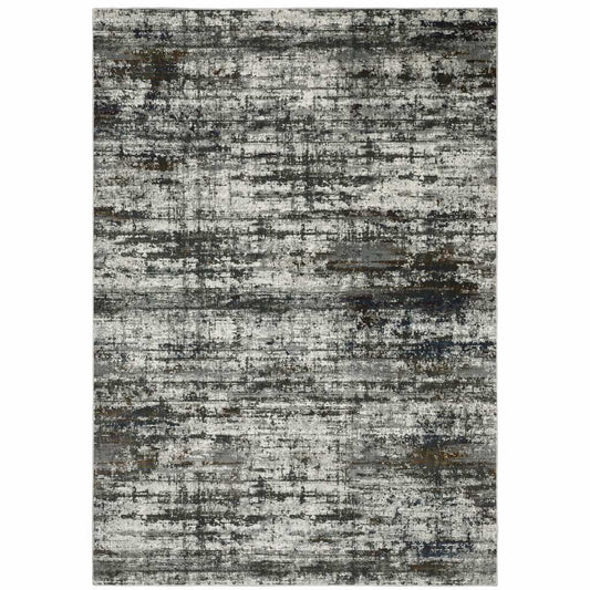 5' X 8' Ivory Charcoal Grey Blue Rust And Brown Abstract Power Loom Stain Resistant Area Rug - Homeroots - Flyclothing LLC