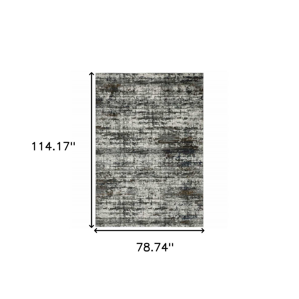 6' X 9' Ivory Charcoal Grey Blue Rust And Brown Abstract Power Loom Stain Resistant Area Rug - Homeroots - Flyclothing LLC