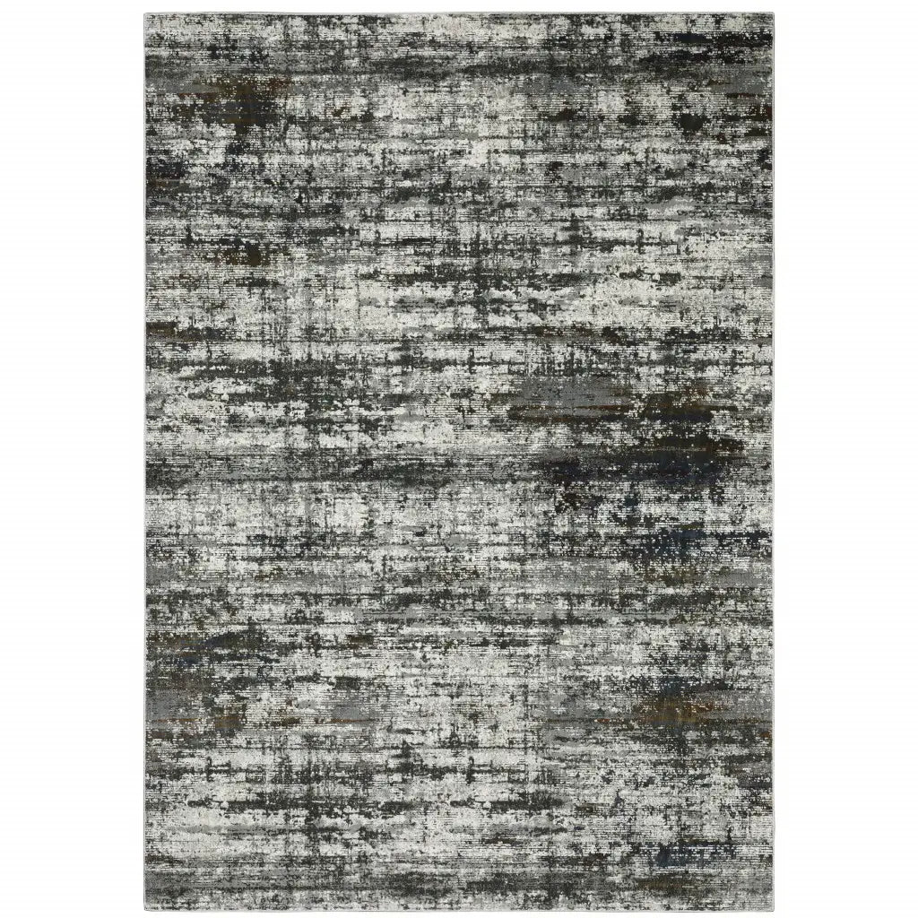 10' X 13' Ivory Charcoal Grey Blue Rust And Brown Abstract Power Loom Stain Resistant Area Rug - Homeroots - Flyclothing LLC