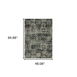 4' X 6' Ivory Charcoal Grey Blue Rust Gold And Brown Oriental Power Loom Stain Resistant Area Rug - Homeroots - Flyclothing LLC