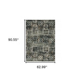 5' X 8' Ivory Charcoal Grey Blue Rust Gold And Brown Oriental Power Loom Stain Resistant Area Rug - Homeroots - Flyclothing LLC