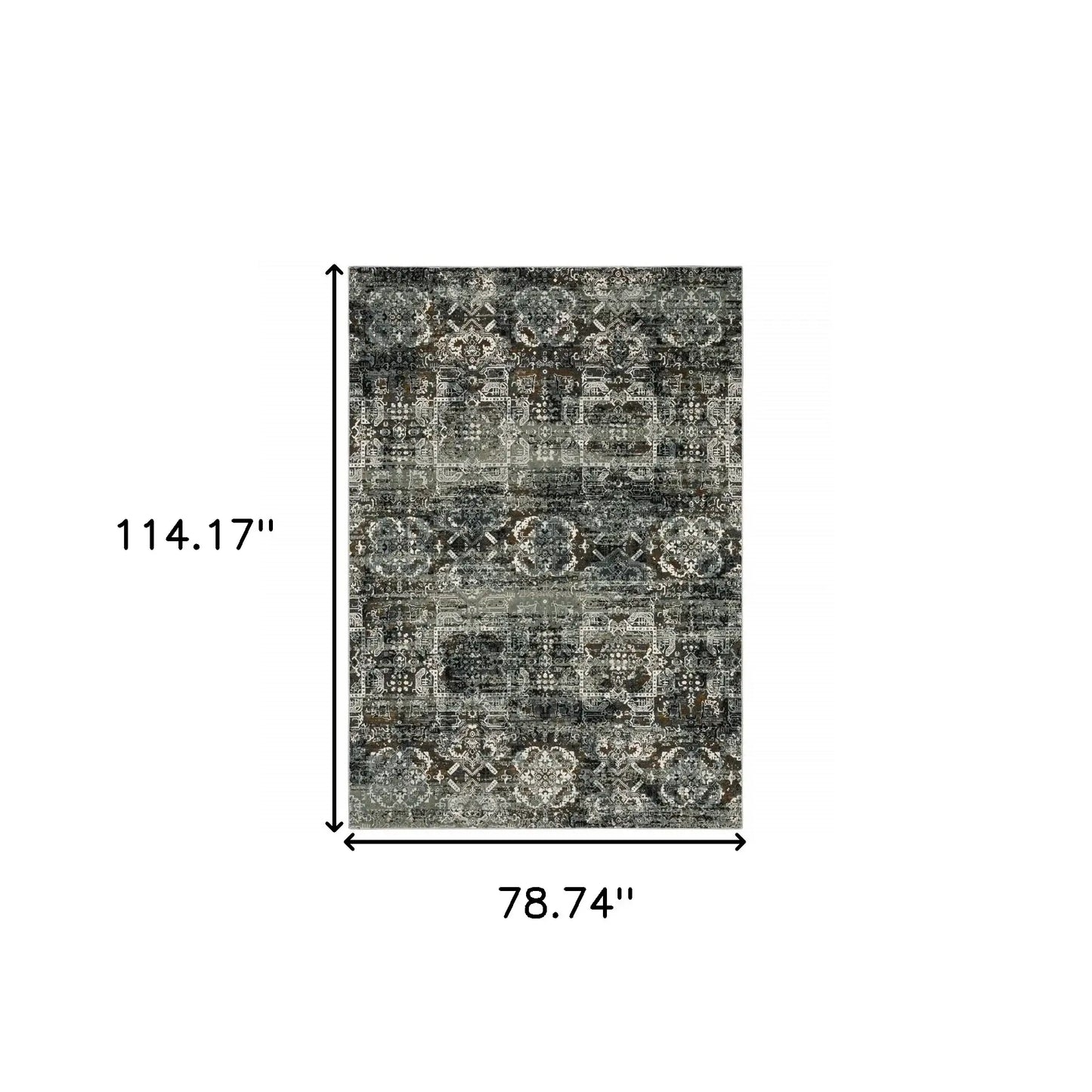 6' X 9' Ivory Charcoal Grey Blue Rust Gold And Brown Oriental Power Loom Stain Resistant Area Rug - Homeroots - Flyclothing LLC