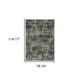 6' X 9' Ivory Charcoal Grey Blue Rust Gold And Brown Oriental Power Loom Stain Resistant Area Rug - Homeroots - Flyclothing LLC