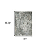 4' X 6' Ivory Grey Charcoal Blue And Rust Oriental Power Loom Stain Resistant Area Rug - Homeroots - Flyclothing LLC