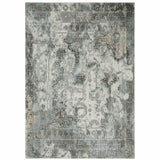 8' X 11' Ivory Grey Charcoal Blue And Rust Oriental Power Loom Stain Resistant Area Rug - Homeroots - Flyclothing LLC
