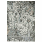 8' X 11' Ivory Grey Charcoal Blue And Rust Oriental Power Loom Stain Resistant Area Rug - Homeroots - Flyclothing LLC