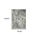 8' X 11' Ivory Grey Charcoal Blue And Rust Oriental Power Loom Stain Resistant Area Rug - Homeroots - Flyclothing LLC