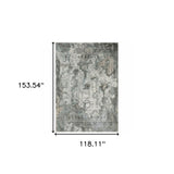 10' X 13' Ivory Grey Charcoal Blue And Rust Oriental Power Loom Stain Resistant Area Rug - Homeroots - Flyclothing LLC