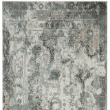 10' X 13' Ivory Grey Charcoal Blue And Rust Oriental Power Loom Stain Resistant Area Rug