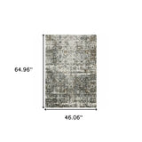 4' X 6' Ivory Grey Charcoal Rust Gold And Brown Oriental Power Loom Stain Resistant Area Rug - Homeroots - Flyclothing LLC