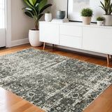 4' X 6' Ivory Grey Charcoal Rust Gold And Brown Oriental Power Loom Stain Resistant Area Rug - Homeroots - Flyclothing LLC