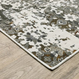 5' X 8' Ivory Grey Charcoal Rust Gold And Brown Oriental Power Loom Stain Resistant Area Rug - Homeroots - Flyclothing LLC
