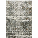 8' X 11' Ivory Grey Charcoal Rust Gold And Brown Oriental Power Loom Stain Resistant Area Rug - Homeroots - Flyclothing LLC
