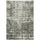 10' X 13' Ivory Grey Charcoal Rust Gold And Brown Oriental Power Loom Stain Resistant Area Rug - Homeroots - Flyclothing LLC