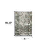10' X 13' Ivory Grey Charcoal Rust Gold And Brown Oriental Power Loom Stain Resistant Area Rug - Homeroots - Flyclothing LLC