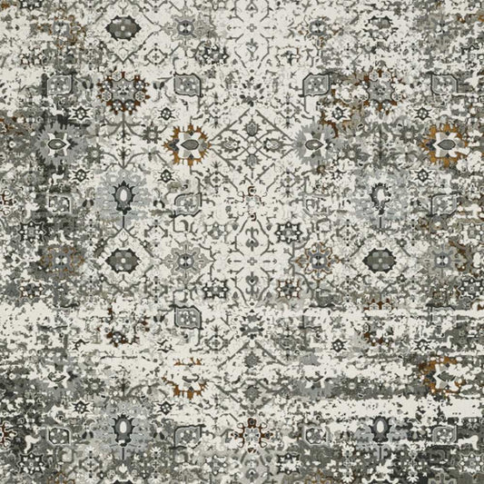 10' X 13' Ivory Grey Charcoal Rust Gold And Brown Oriental Power Loom Stain Resistant Area Rug - Homeroots - Flyclothing LLC