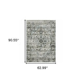 5' X 8' Ivory Grey Charcoal Blue And Taupe Oriental Power Loom Stain Resistant Area Rug - Homeroots - Flyclothing LLC