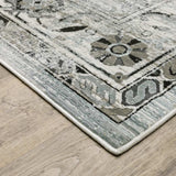 8' X 11' Ivory Grey Charcoal Blue And Taupe Oriental Power Loom Stain Resistant Area Rug - Homeroots - Flyclothing LLC