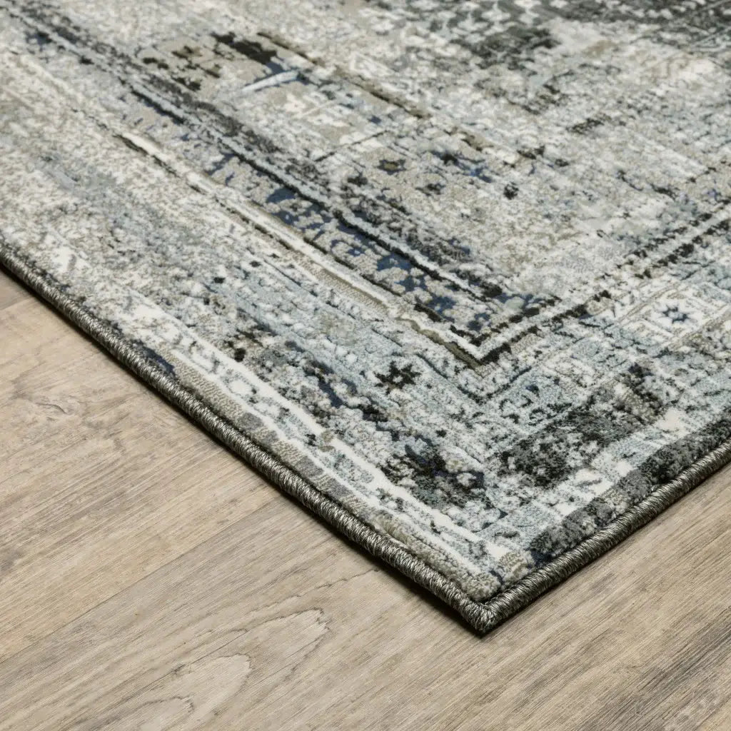 4' X 6' Charcoal Grey Blue Ivory And Taupe Oriental Power Loom Stain Resistant Area Rug - Homeroots - Flyclothing LLC