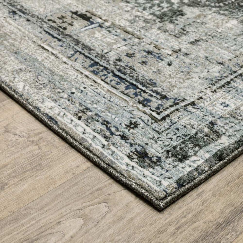 5' X 8' Charcoal Grey Blue Ivory And Taupe Oriental Power Loom Stain Resistant Area Rug - Homeroots - Flyclothing LLC