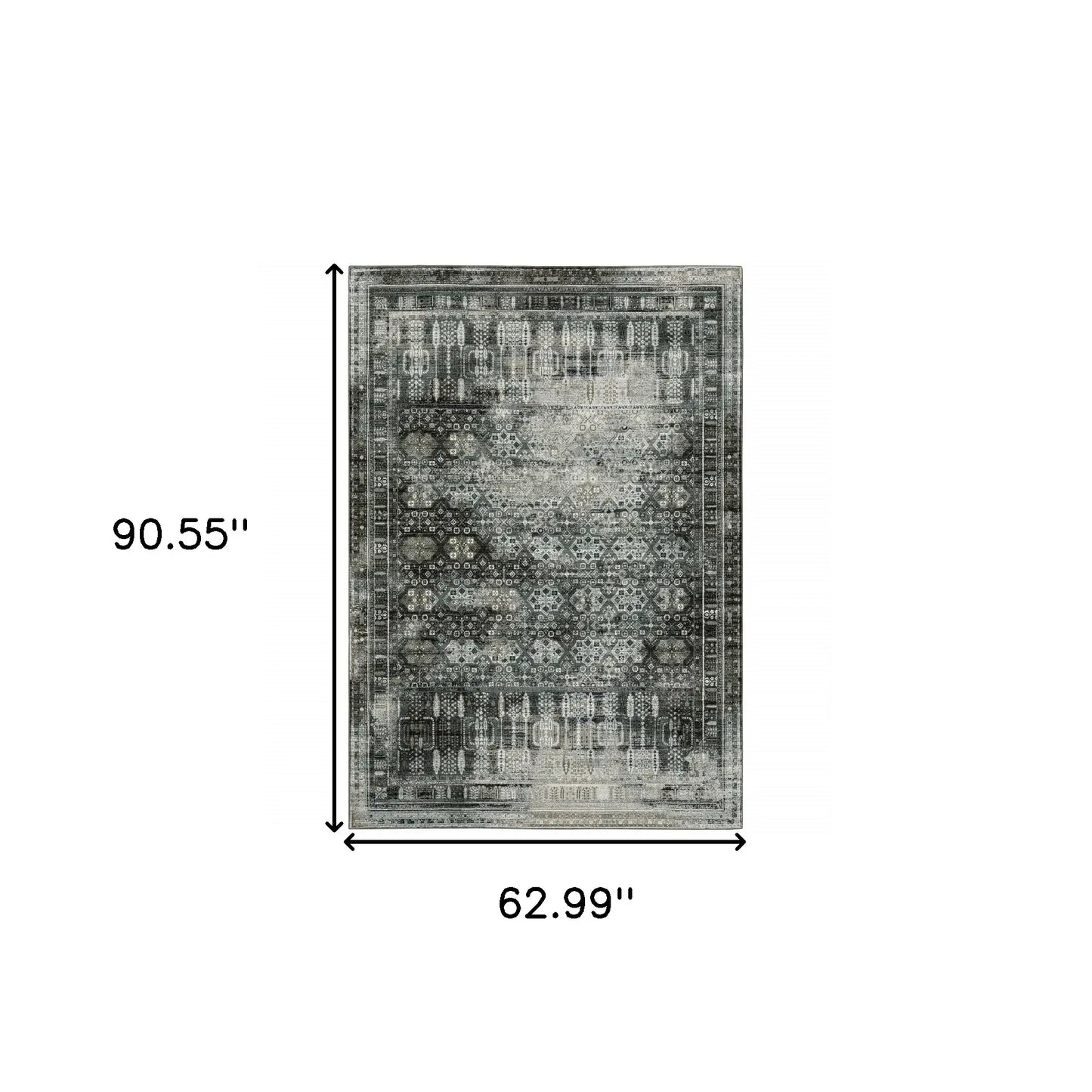 5' X 8' Charcoal Grey Blue Ivory And Taupe Oriental Power Loom Stain Resistant Area Rug - Homeroots - Flyclothing LLC