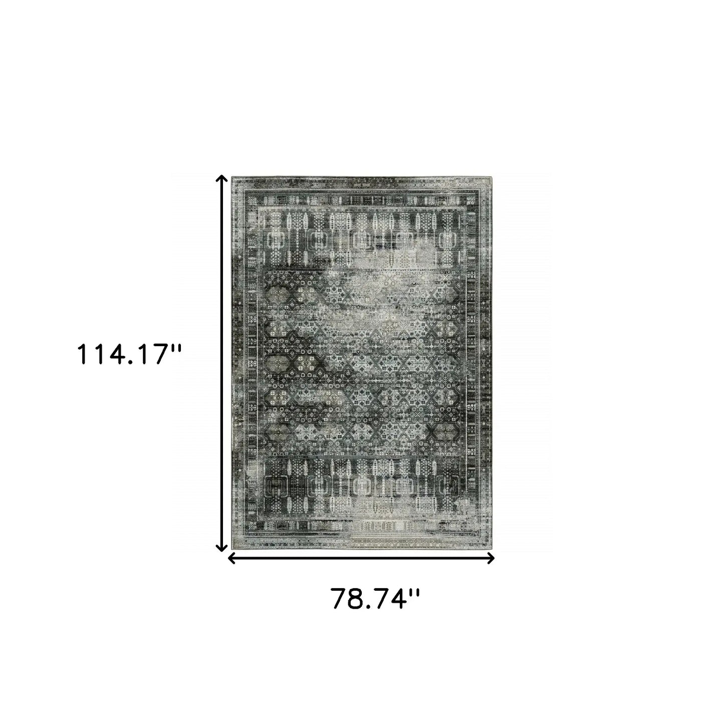 6' X 9' Charcoal Grey Blue Ivory And Taupe Oriental Power Loom Stain Resistant Area Rug - Homeroots - Flyclothing LLC