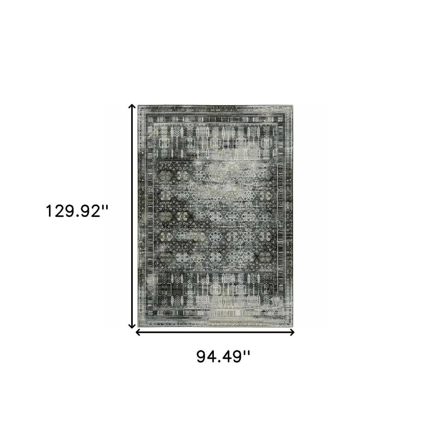 8' X 11' Charcoal Grey Blue Ivory And Taupe Oriental Power Loom Stain Resistant Area Rug - Homeroots - Flyclothing LLC