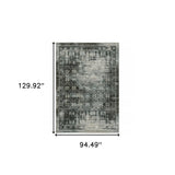 8' X 11' Charcoal Grey Blue Ivory And Taupe Oriental Power Loom Stain Resistant Area Rug - Homeroots - Flyclothing LLC