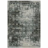10' X 13' Gray And Ivory Oriental Power Loom Area Rug - Homeroots