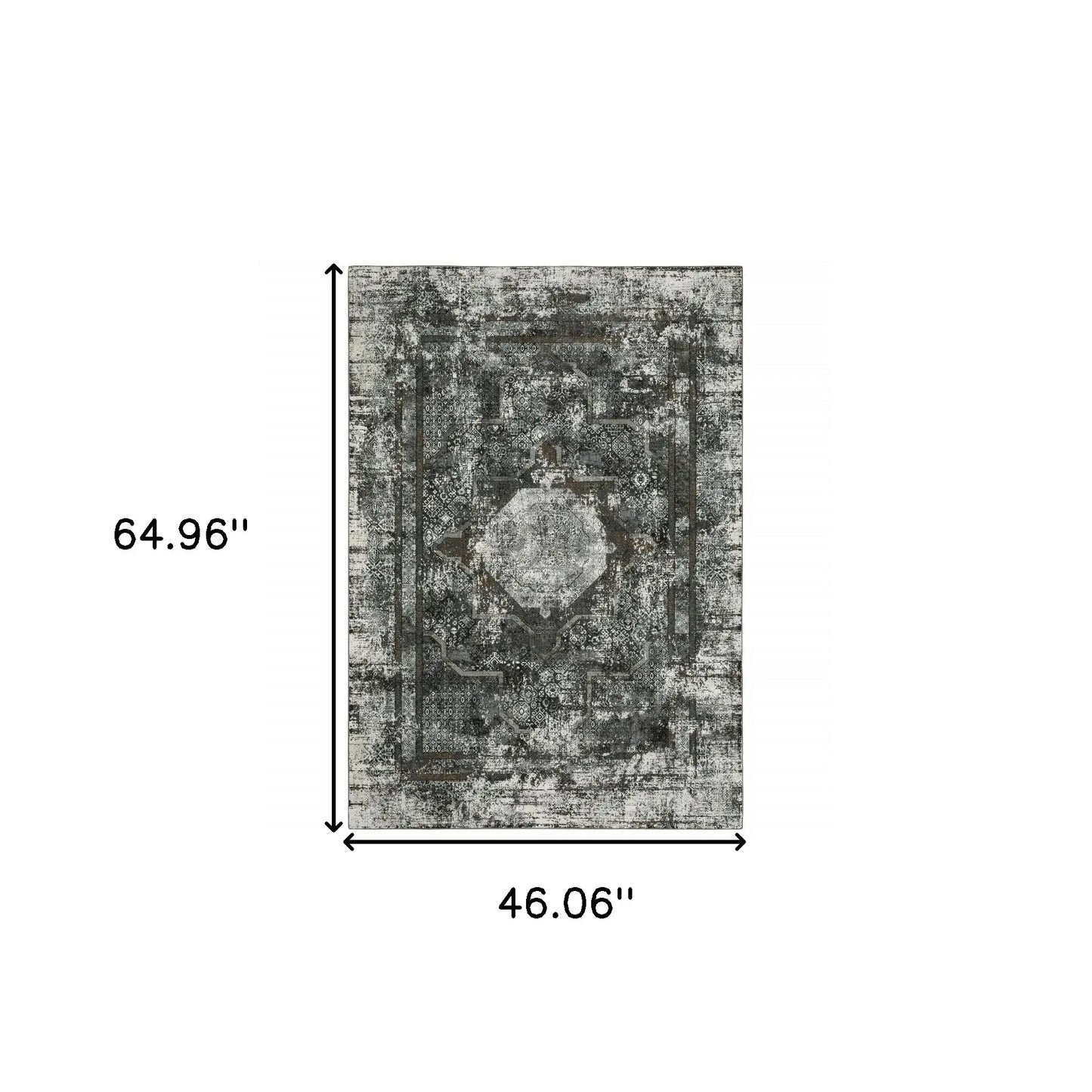 4' X 6' Charcoal Rust Grey Blue Ivory And Brown Oriental Power Loom Stain Resistant Area Rug - Homeroots - Flyclothing LLC