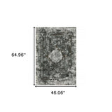 4' X 6' Charcoal Rust Grey Blue Ivory And Brown Oriental Power Loom Stain Resistant Area Rug - Homeroots - Flyclothing LLC
