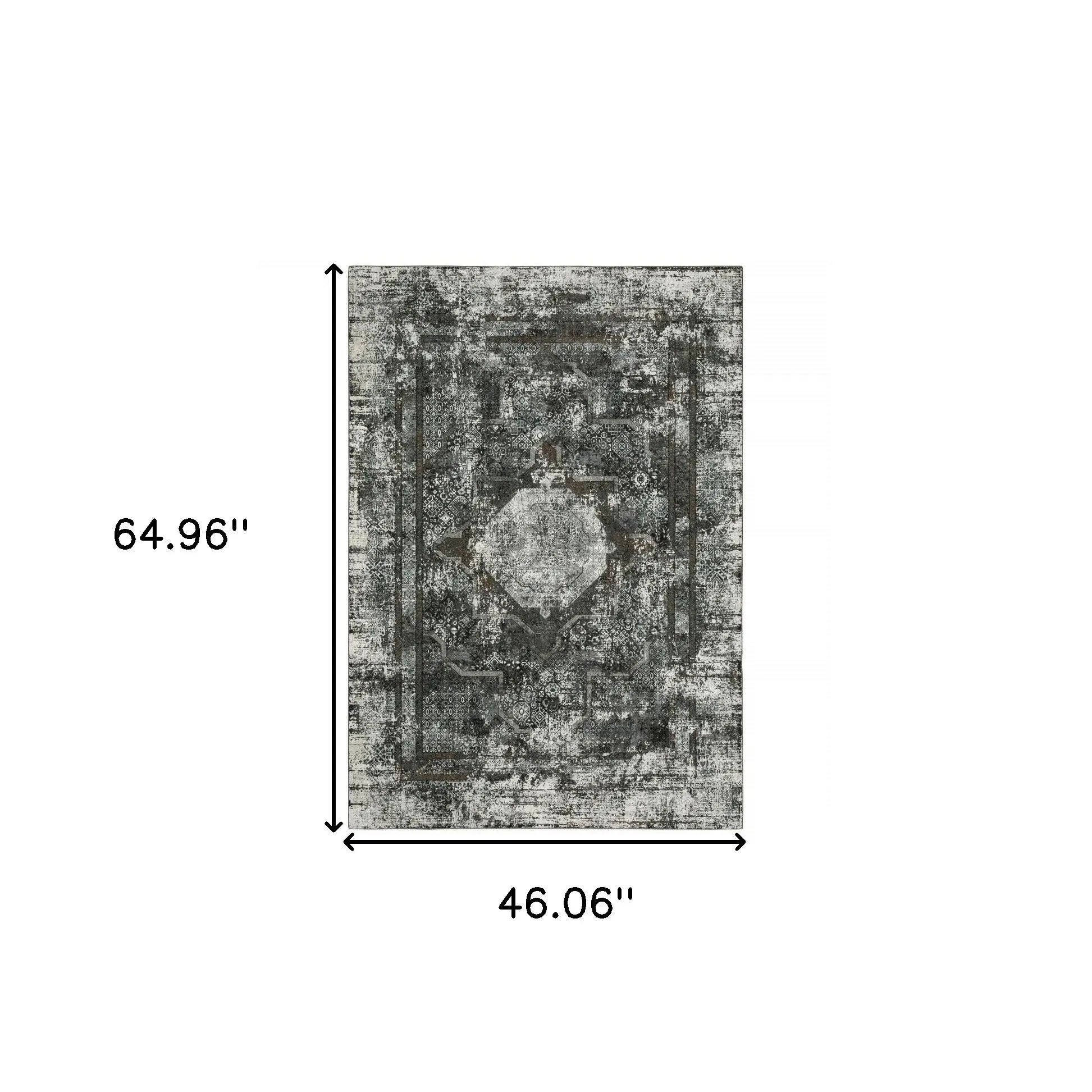 4' X 6' Charcoal Rust Grey Blue Ivory And Brown Oriental Power Loom Stain Resistant Area Rug - Homeroots - Flyclothing LLC