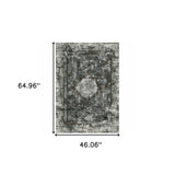 4' X 6' Charcoal Rust Grey Blue Ivory And Brown Oriental Power Loom Stain Resistant Area Rug - Homeroots - Flyclothing LLC